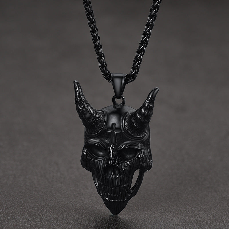Gothic Skull Goat Necklace Devil Pendant for
