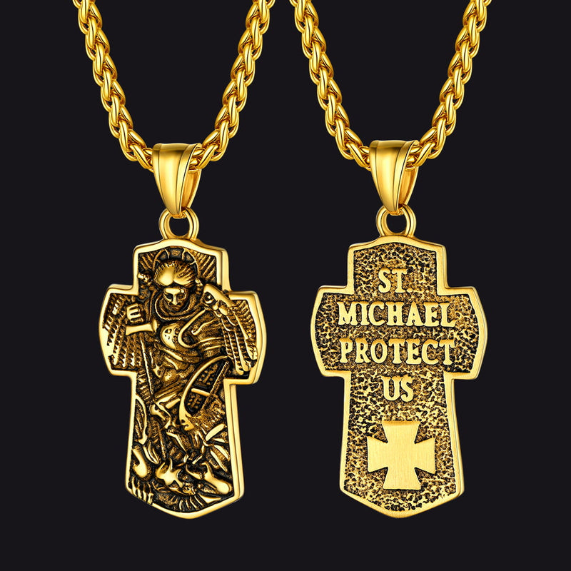 Archangel St. Michael Cross Necklace Protection Pendant
