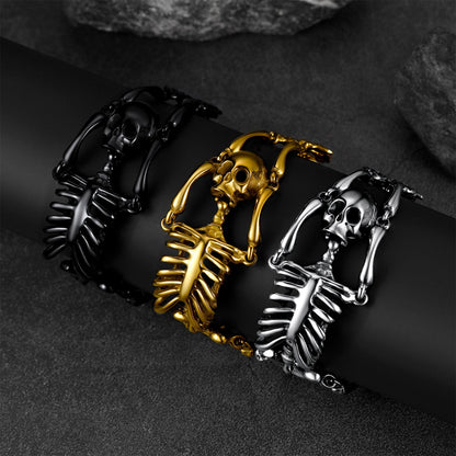 Faithheart Stainless Steel Body Skull Skeleton Bracelet for
