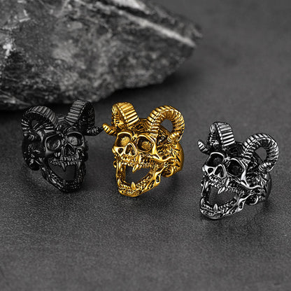 Satanic Baphomet Goat Skull Ring for