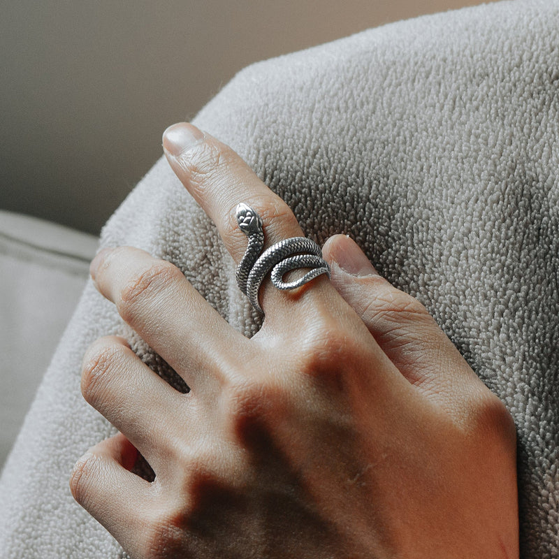Punk Coiled Snake Stainless Steel Ring for