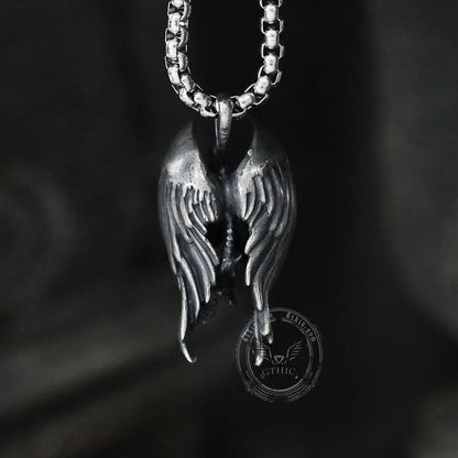 Fallen Angel Sterling Silver Skeleton Pendant