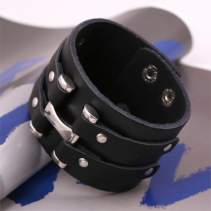 Braided Wrap Leather Bracelet / Punk Rock Cuff Wristband