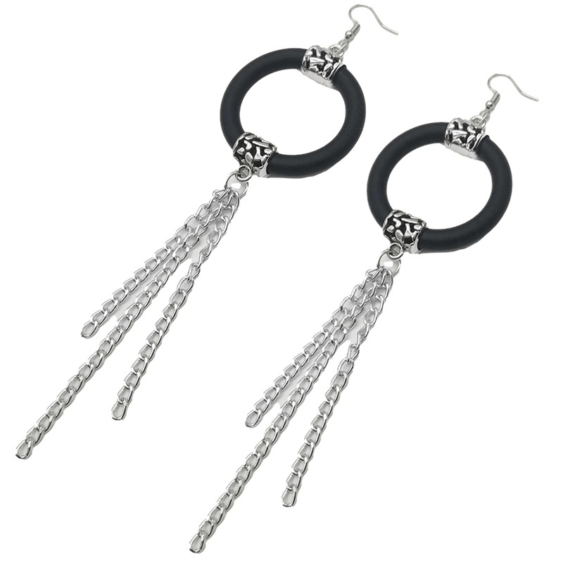 Long Drop Earrings for / Handmade Rubber Jewelry / Accessories