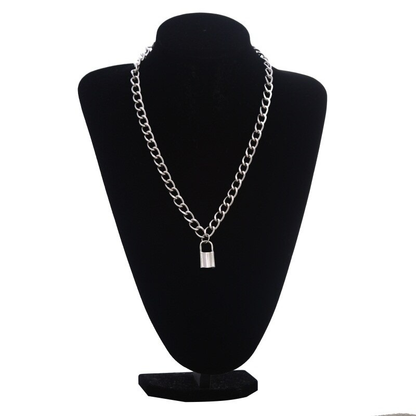 Punk Chain Necklace for / Chunky Chain With Lock Pendant