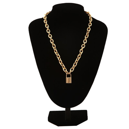 Punk Chain Necklace for / Chunky Chain With Lock Pendant