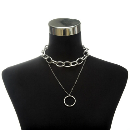 Punk Chain Necklace for / Chunky Chain With Lock Pendant