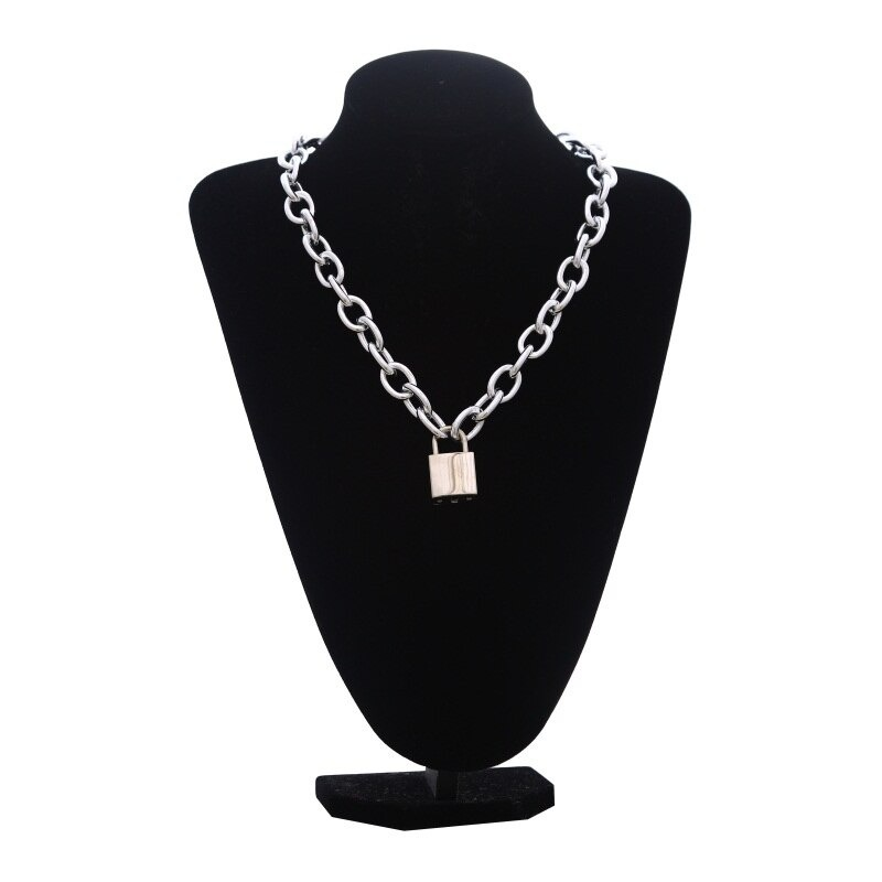 Punk Chain Necklace for / Chunky Chain With Lock Pendant
