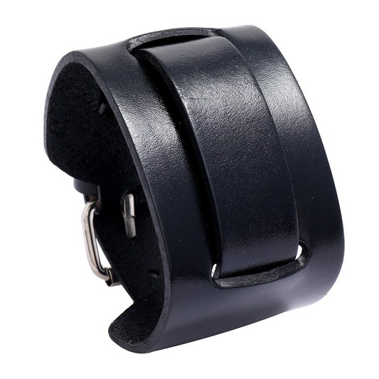 Wide Genuine Leather Bracelet / Brown Black Cuff Bracelets / Punk Wristbands