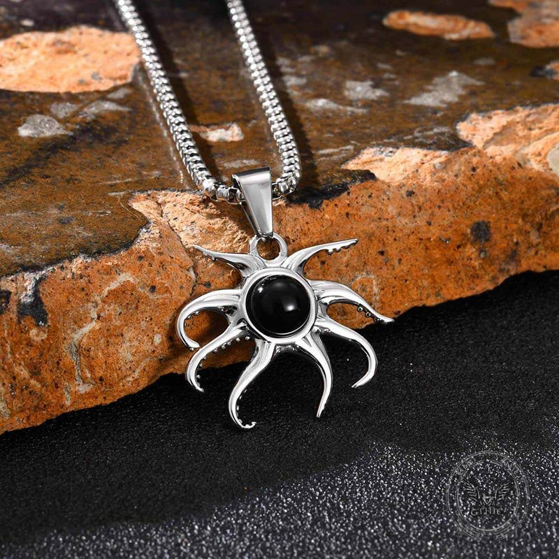 Black Gem Octopus Stainless Steel Marine Pendant