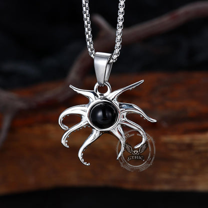 Black Gem Octopus Stainless Steel Marine Pendant