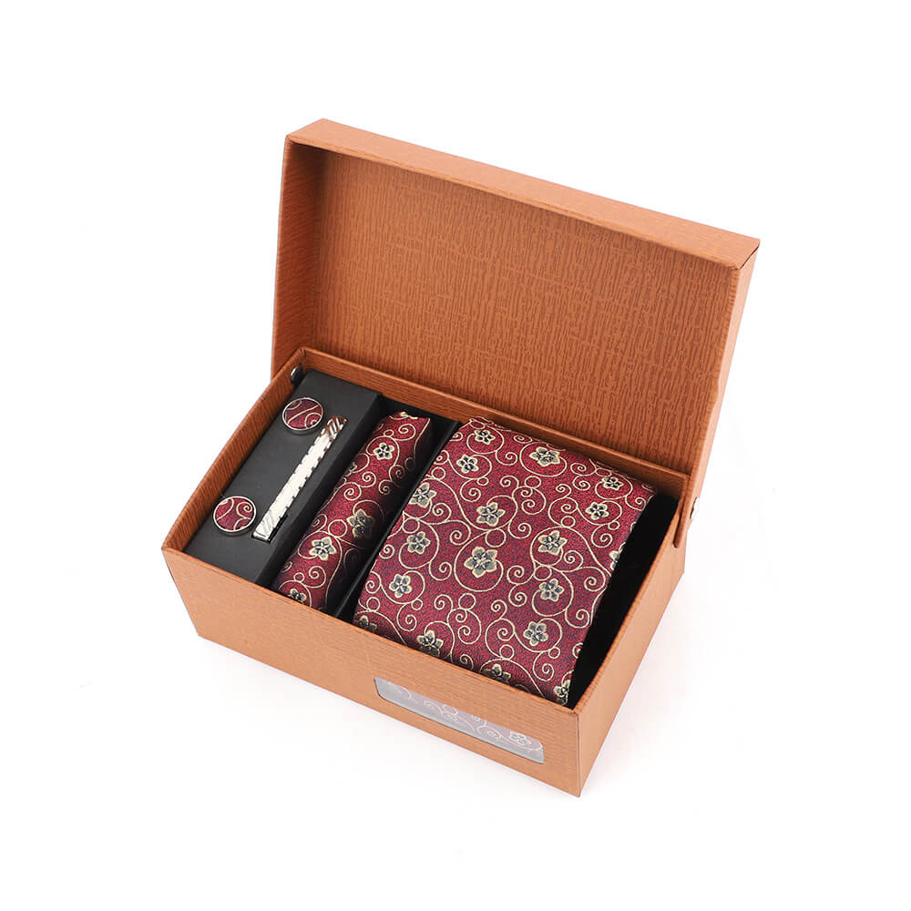 Jacquard Multicolor Print Tie Gift Box
