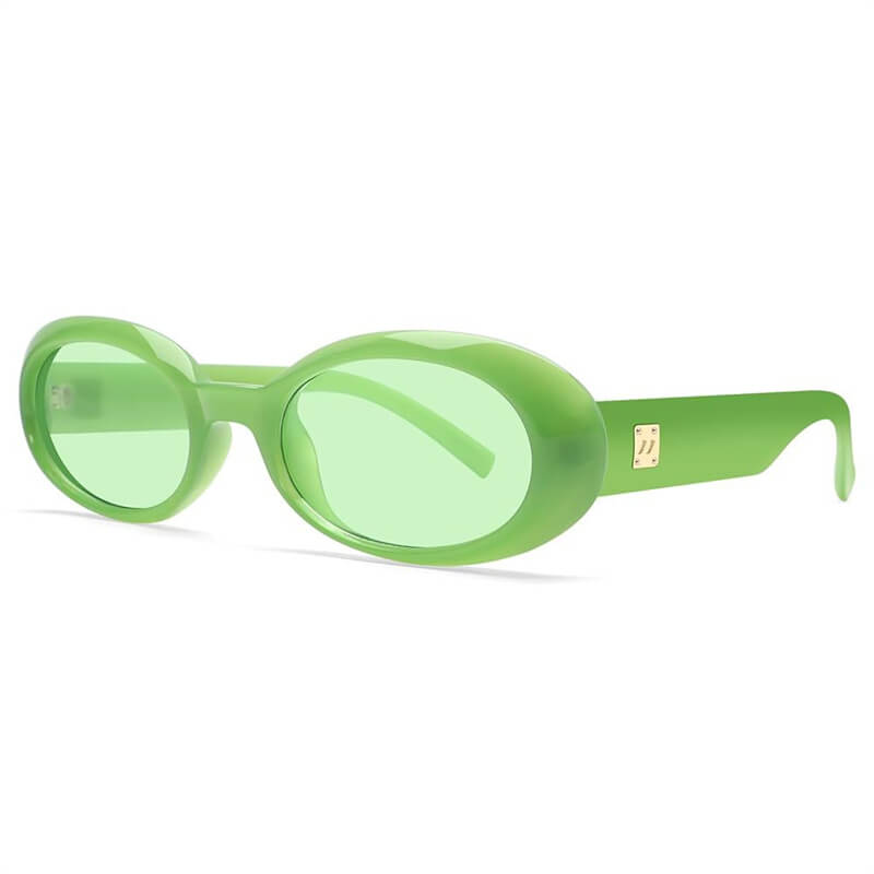 Street Retro Oval Frame Pc Sunglasses