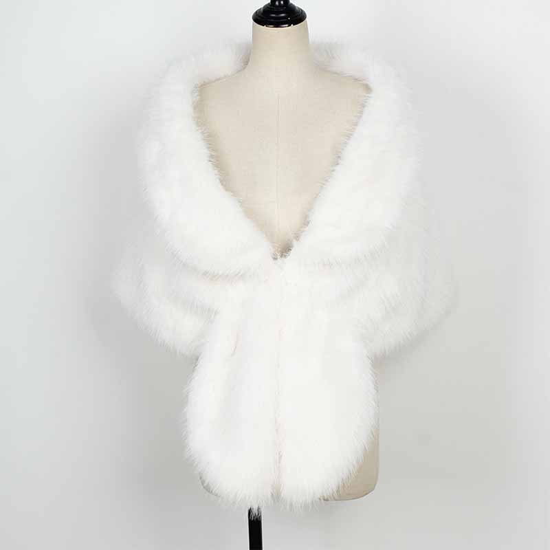 V-neck Faux Fur Party Gown Plush Shawl