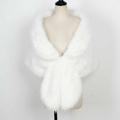 V-neck Faux Fur Party Gown Plush Shawl