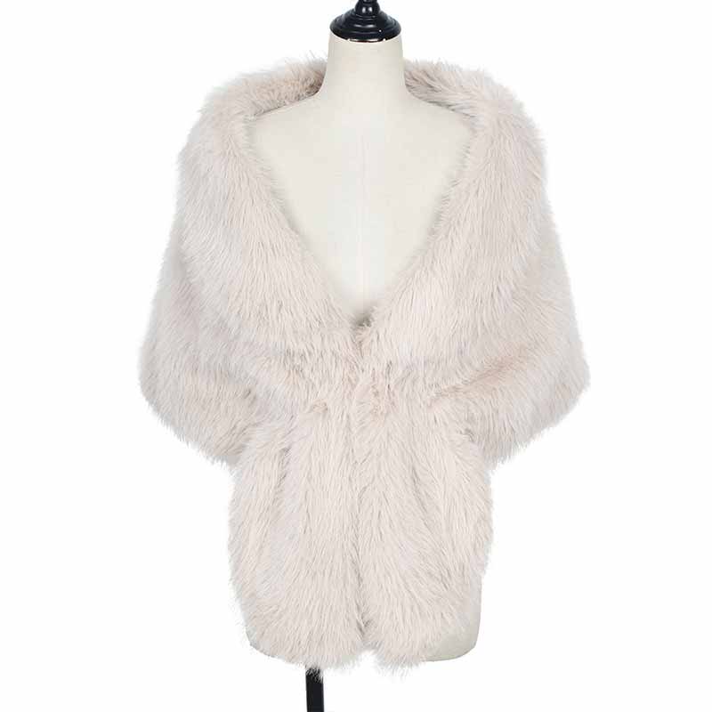 V-neck Faux Fur Party Gown Plush Shawl