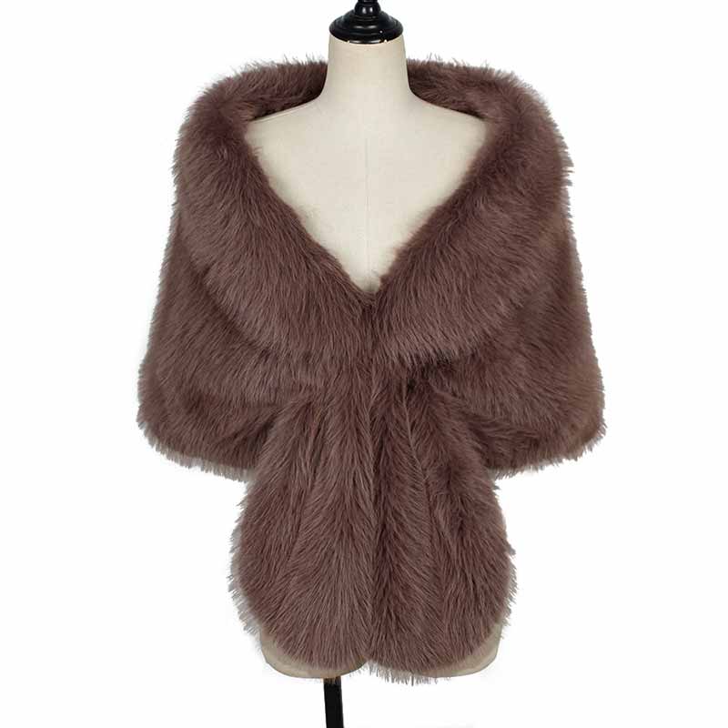 V-neck Faux Fur Party Gown Plush Shawl