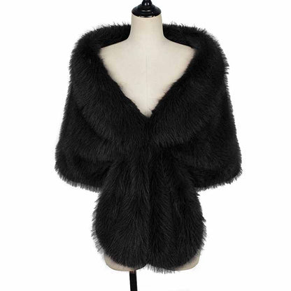 V-neck Faux Fur Party Gown Plush Shawl