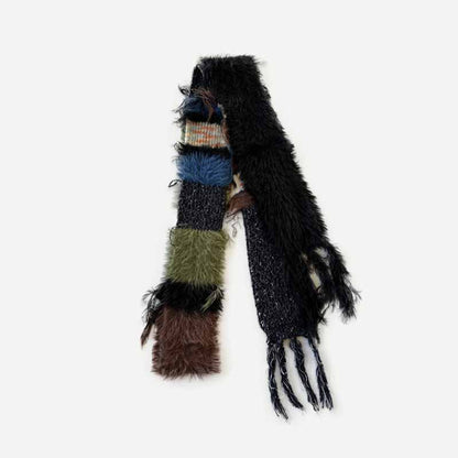 Y2k Colorblock Striped Knitted Tassel Scarf