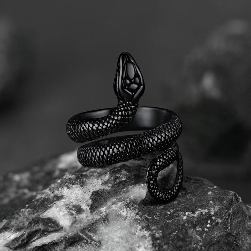 Punk Coiled Snake Stainless Steel Ring for