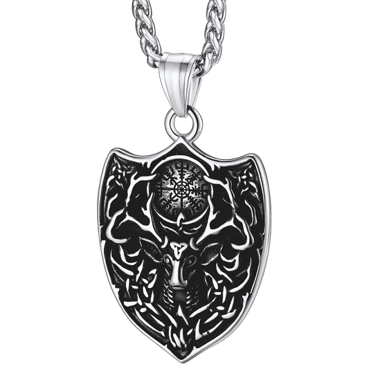 Flash Norse Viking Compass Deer Necklace for