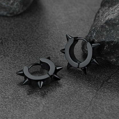 Punk Spike Rivet Huggie Hoop Earrings for