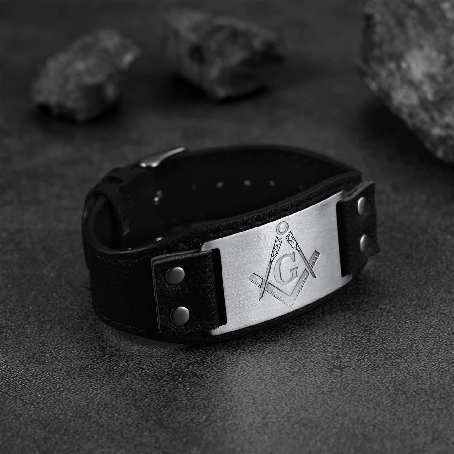 Flash Masonic Cuff Bracelet Leather Wristband for