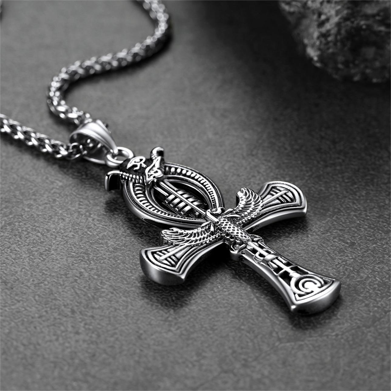 Flash Egyptian Ankh Cross Necklace With Eagle for