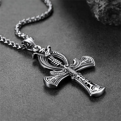 Flash Egyptian Ankh Cross Necklace With Eagle for