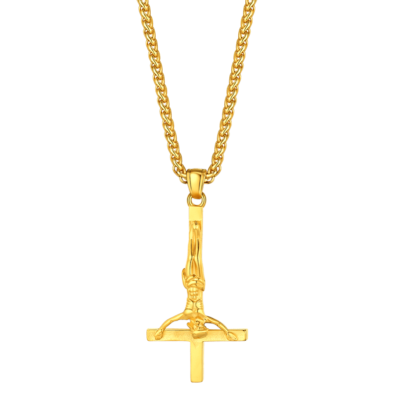 Unside Down Cross Crucifix Necklace Pendant for