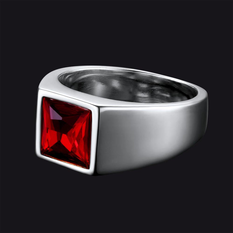 Minimalist Birthstone Gemstone Band Ring for