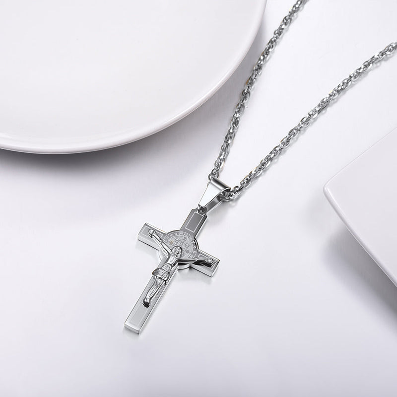Catholic Saint Benedict Crucifix Cross Necklace for