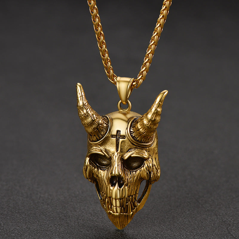 Gothic Skull Goat Necklace Devil Pendant for
