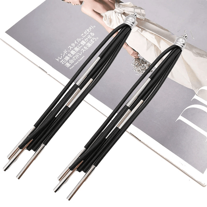 Female Rubber Black Long Earrings / Stylish Handmade Jewelry in Punk Style