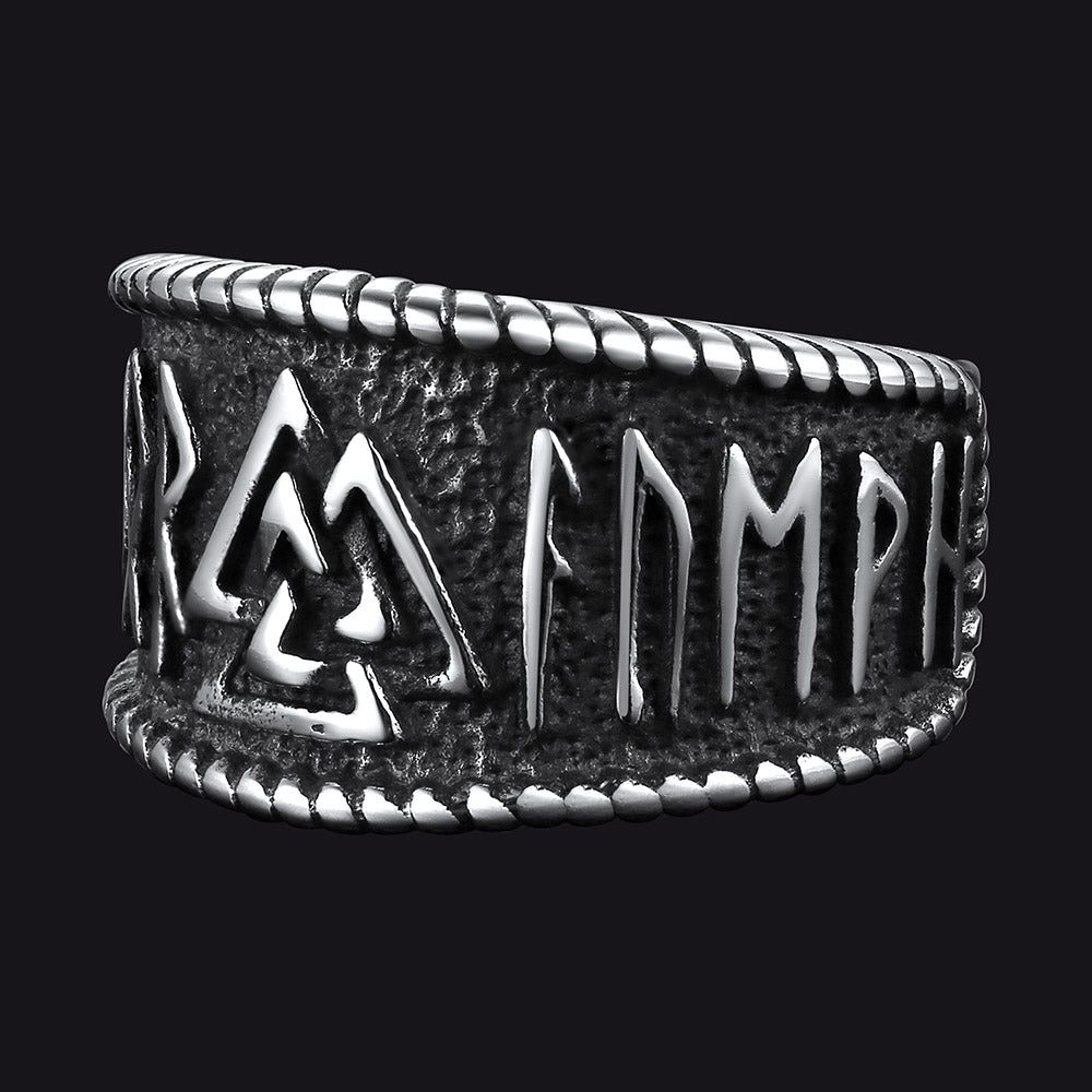 Norse Viking Valknut Ring With Rune for