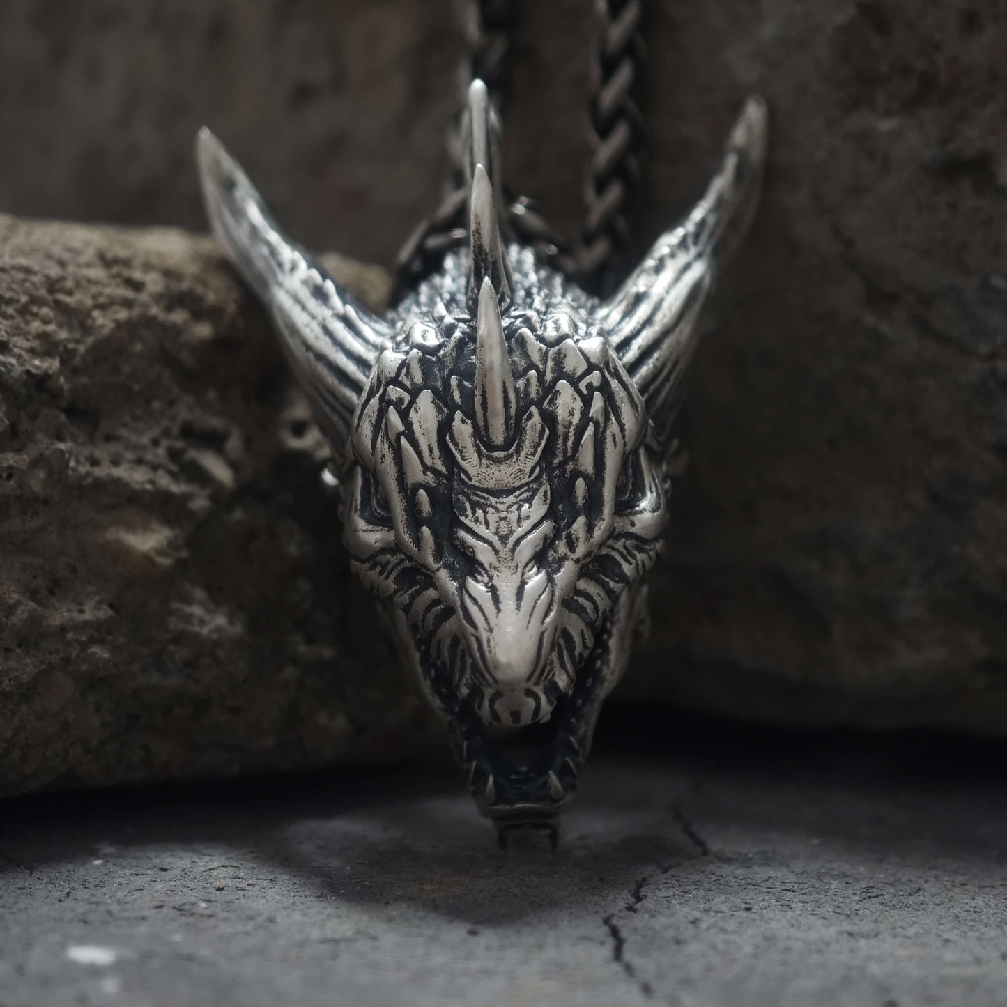 Fierce Dinosaur Head Sterling Silver Pendant