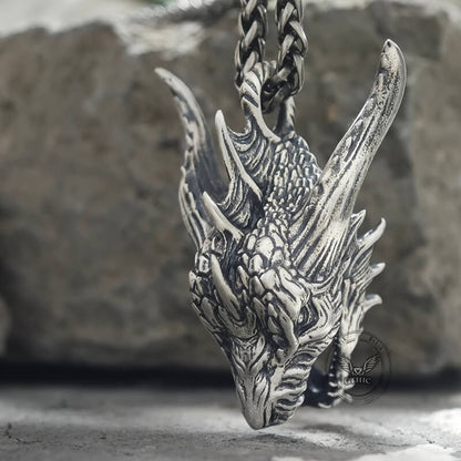 Fierce Dinosaur Head Sterling Silver Pendant