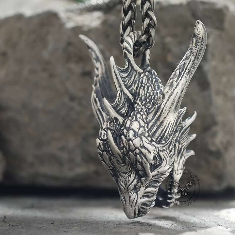 Fierce Dinosaur Head Sterling Silver Pendant