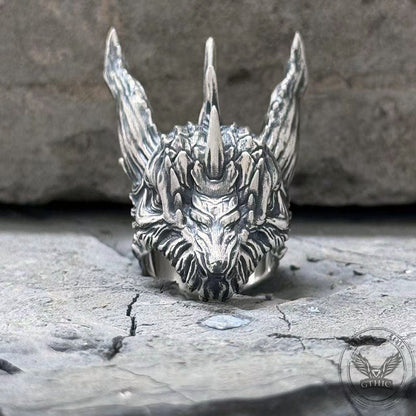 Fierce Dinosaur Head Sterling Silver Ring