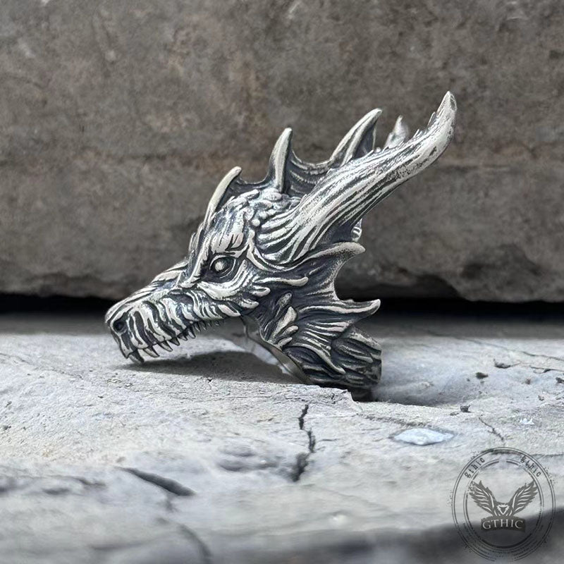 Fierce Dinosaur Head Sterling Silver Ring