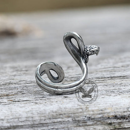Fighting Snake Stainless Steel Animal Ring