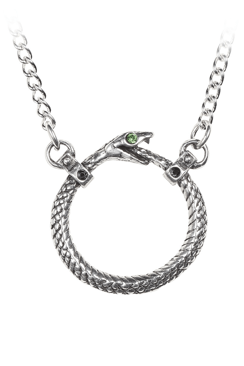 Fine Serpent Necklace With Green Austrian Crystals
