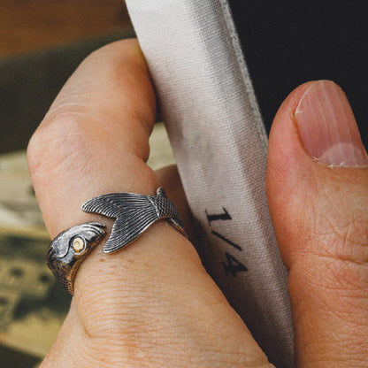 Fish Design Sterling Silver Open Ring