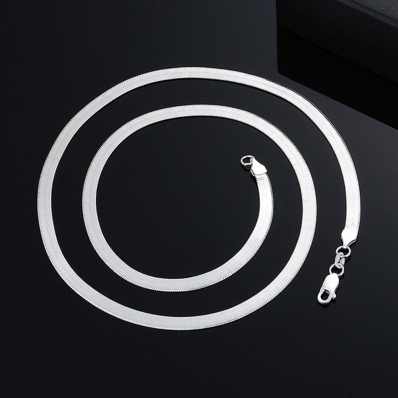 Flat Snake Chain Sterling Silver Necklace