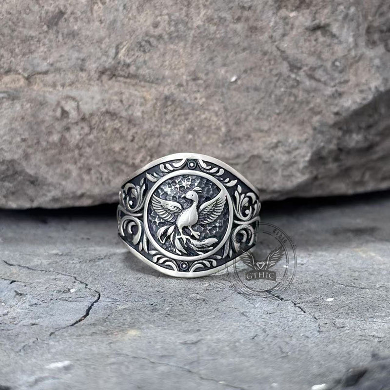 Scrolls Phoenix Sterling Silver Ring