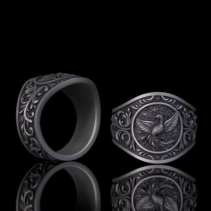Scrolls Phoenix Sterling Silver Ring