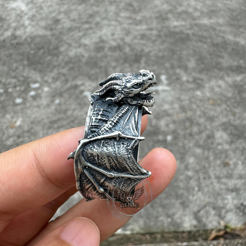 Flying Dragon Sterling Silver Animal Spinner Ring