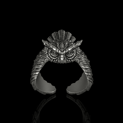 Flying Owl Sterling Silver Ring