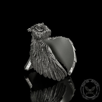 Flying Owl Sterling Silver Ring