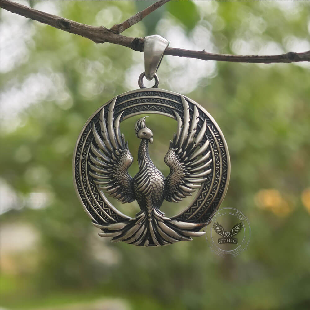 Flying Phoenix Totem Sterling Silver Pendant